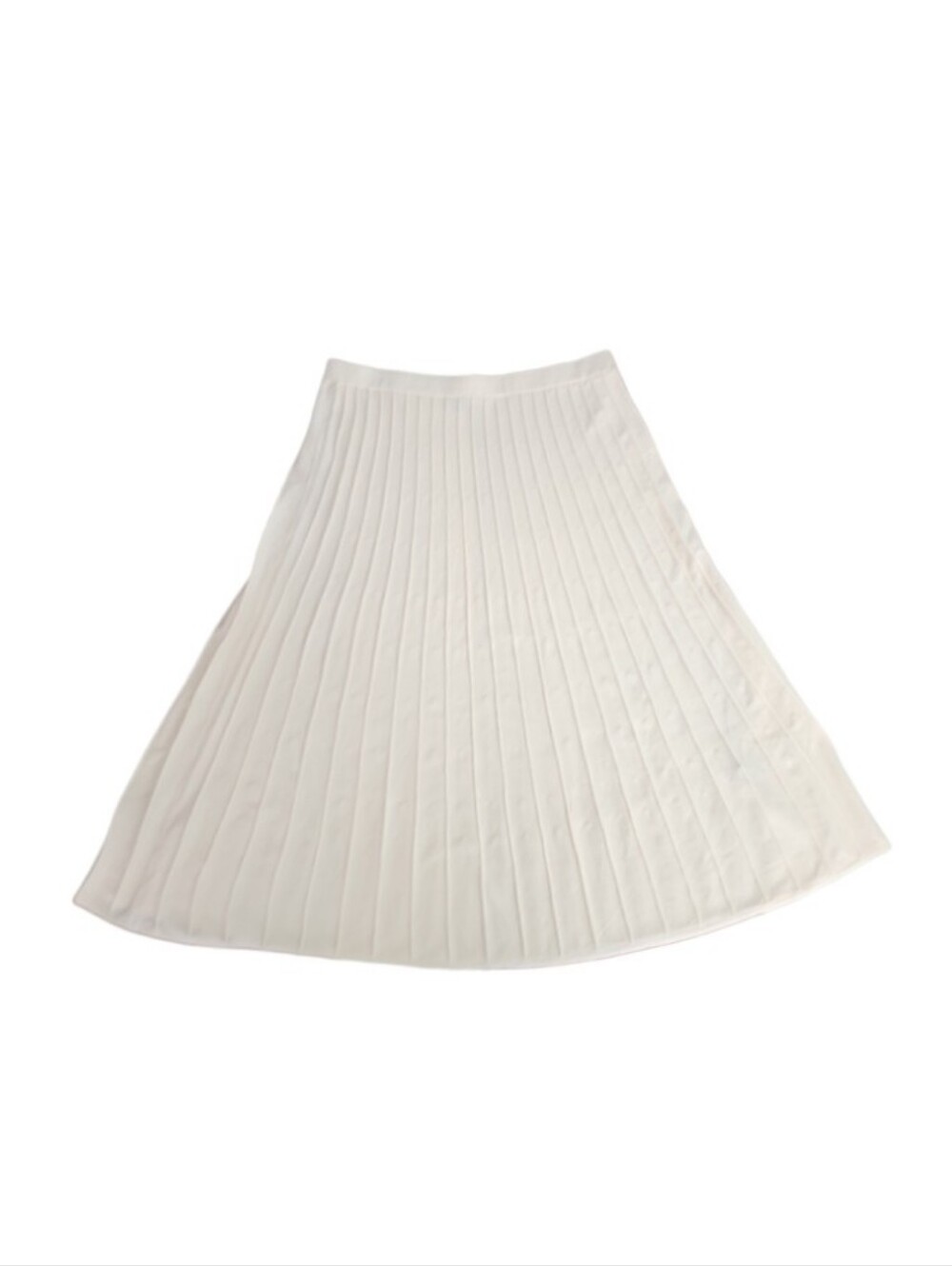 Chico’s Pleated Midi Skirt Women’s 2 L Ivory Cream Pull On Quiet Luxury
